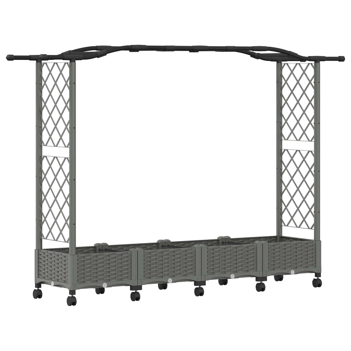 Hevet Bed med Trellis og Tak Lysegrå 207 x 40 x 129 cm PP