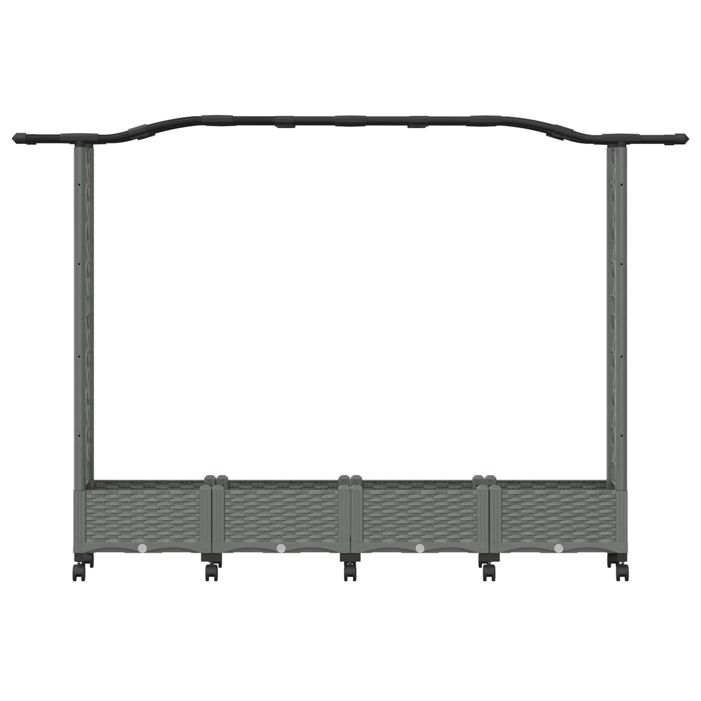 Hevet Bed med Trellis og Tak Lysegrå 207 x 40 x 129 cm PP