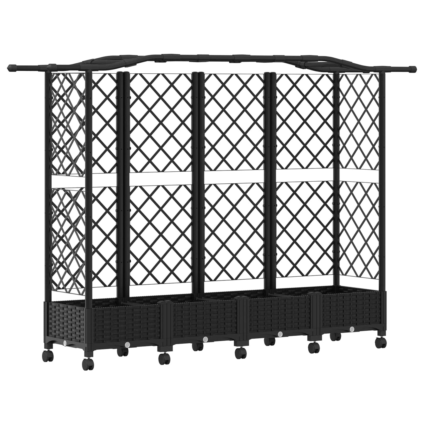 Hevet Bed med Trellis og Tak Svart 203,5 x 40 x 129 cm PP