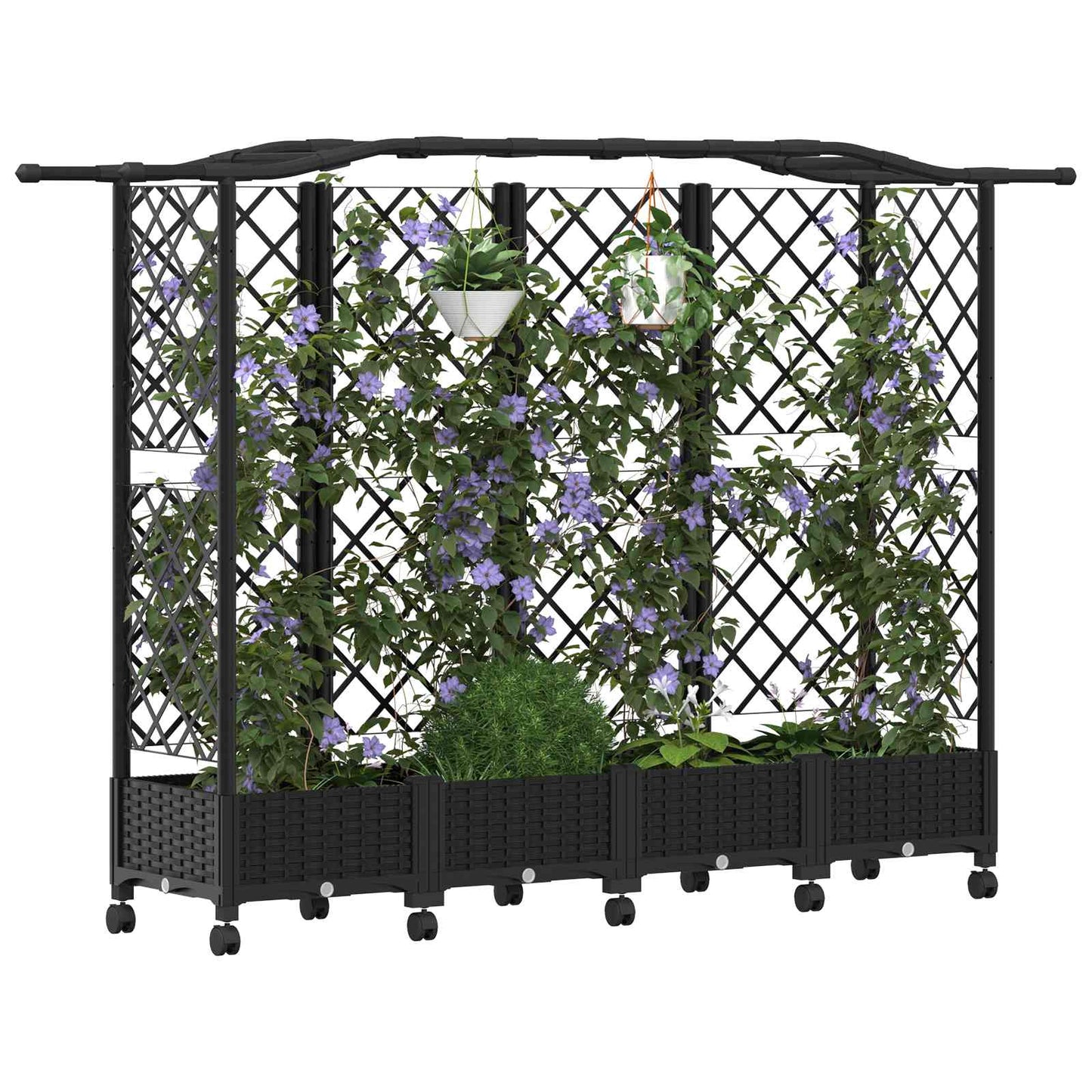 Hevet Bed med Trellis og Tak Svart 203,5 x 40 x 129 cm PP