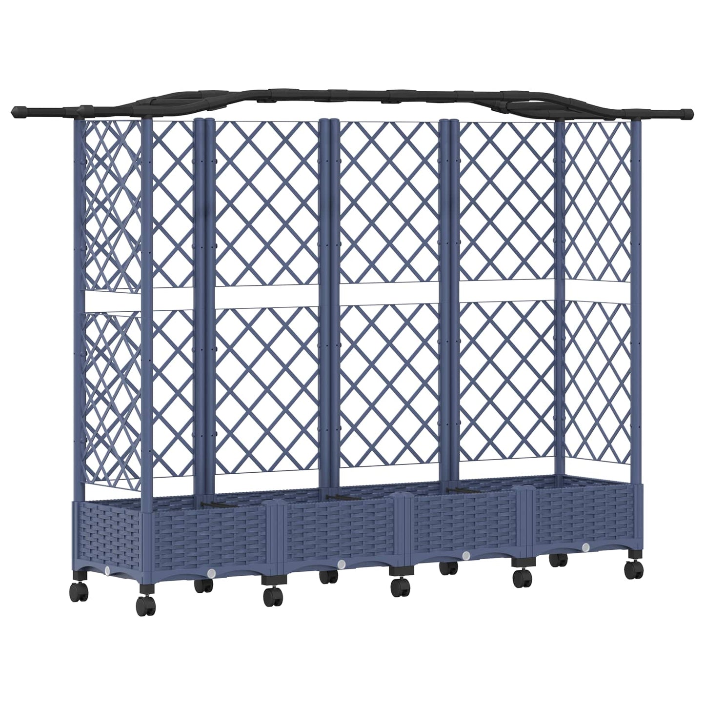 Hevet Bed med Trellis og Tak Grå 203,5 x 40 x 129 cm PP