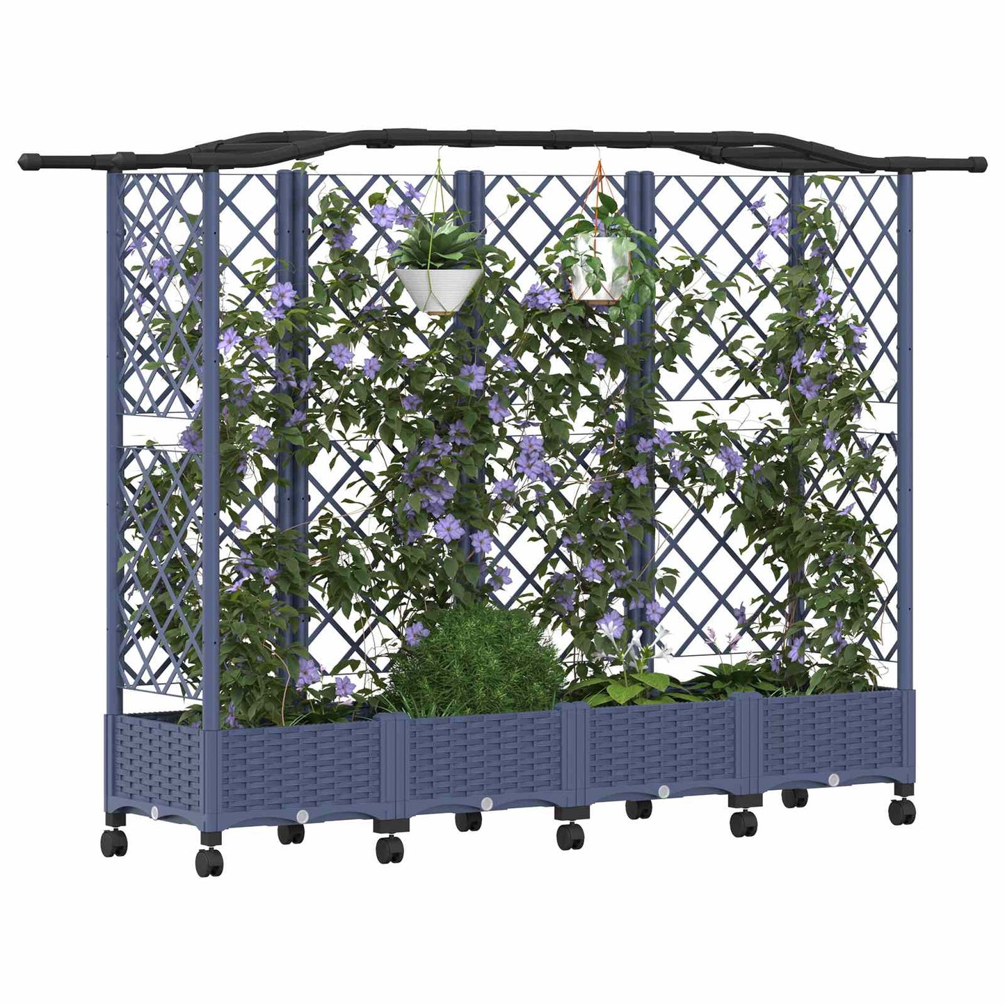 Hevet Bed med Trellis og Tak Grå 203,5 x 40 x 129 cm PP