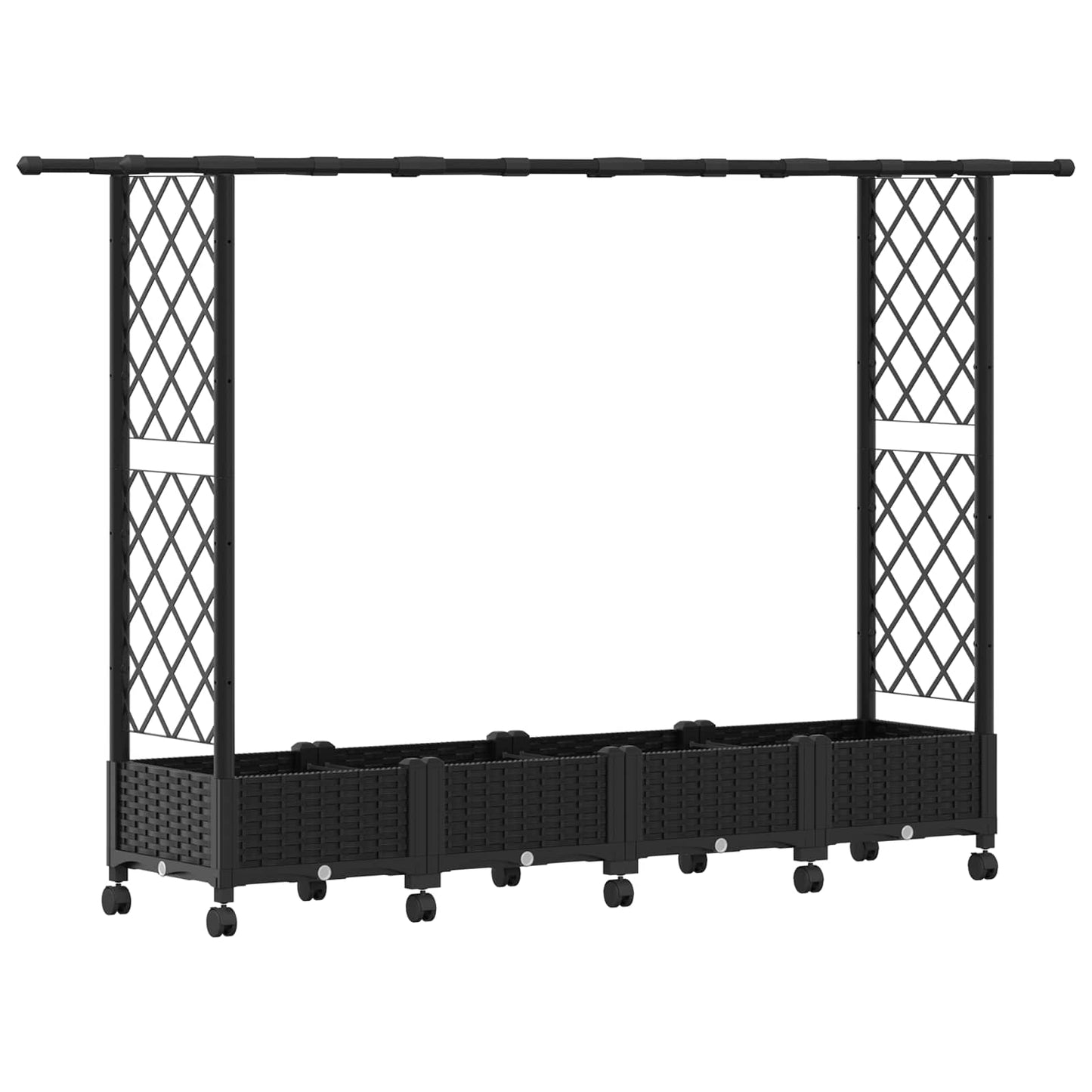 Hevet Bed med Trellis og Tak Svart 203 x 40 x 127 cm PP