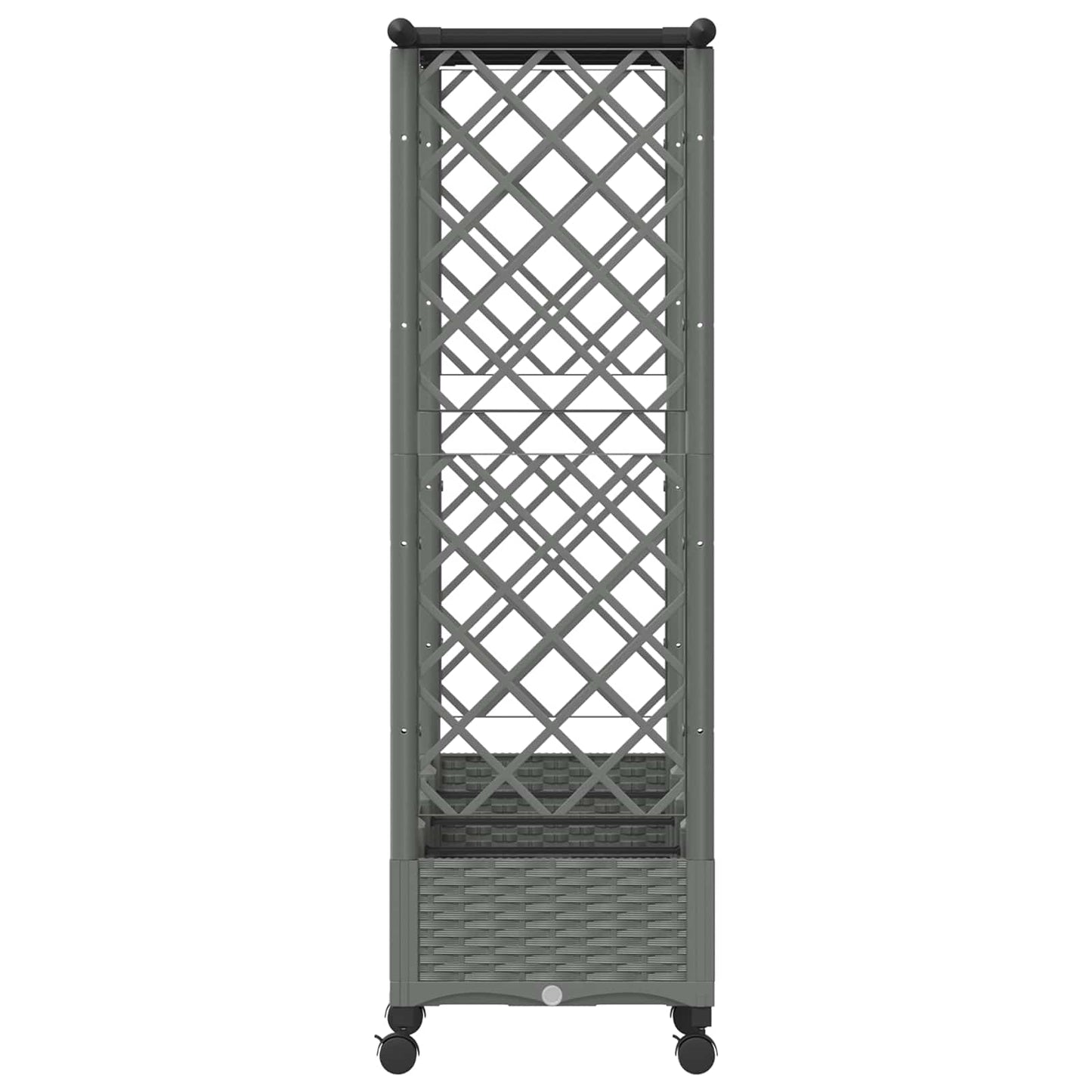 Hevet Bed med Trellis og Tak Lysegrå 203 x 40 x 127 cm PP