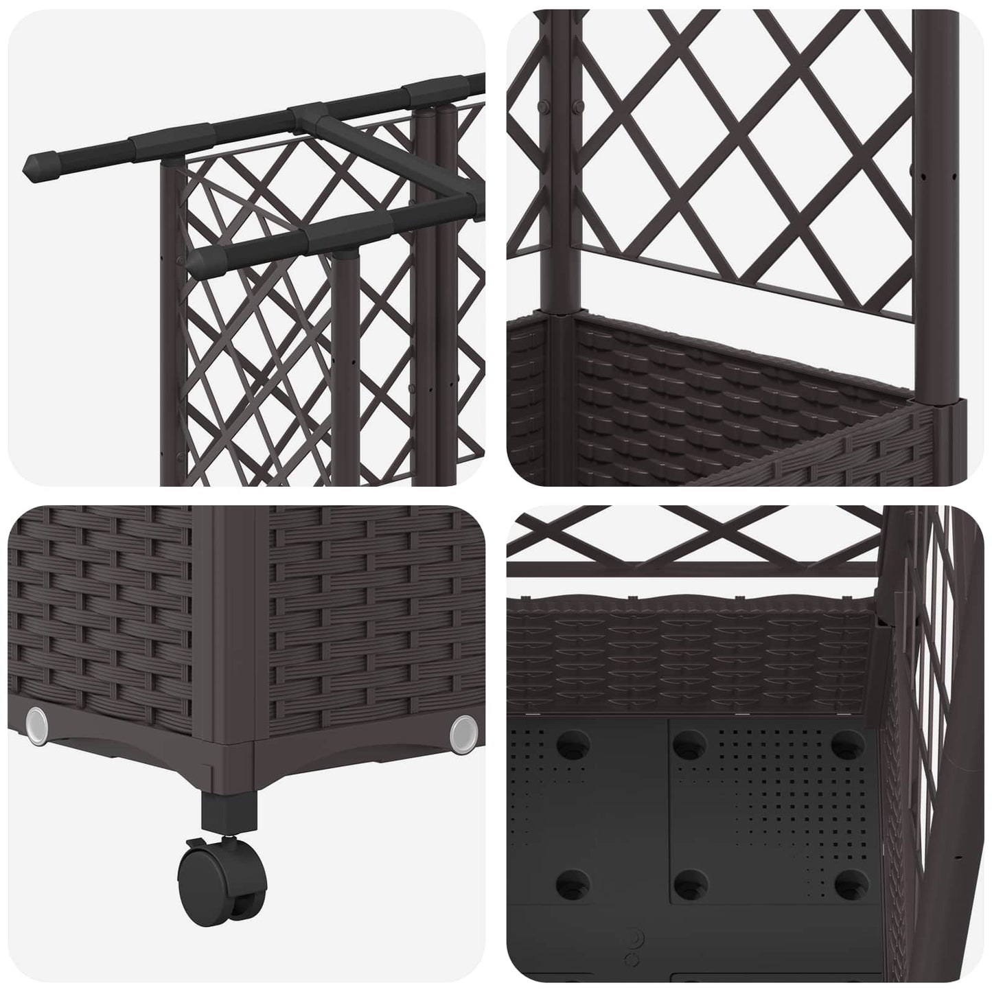 Hevet Bed med Trellis og Tak Brun 202,5 x 40 x 127 cm PP