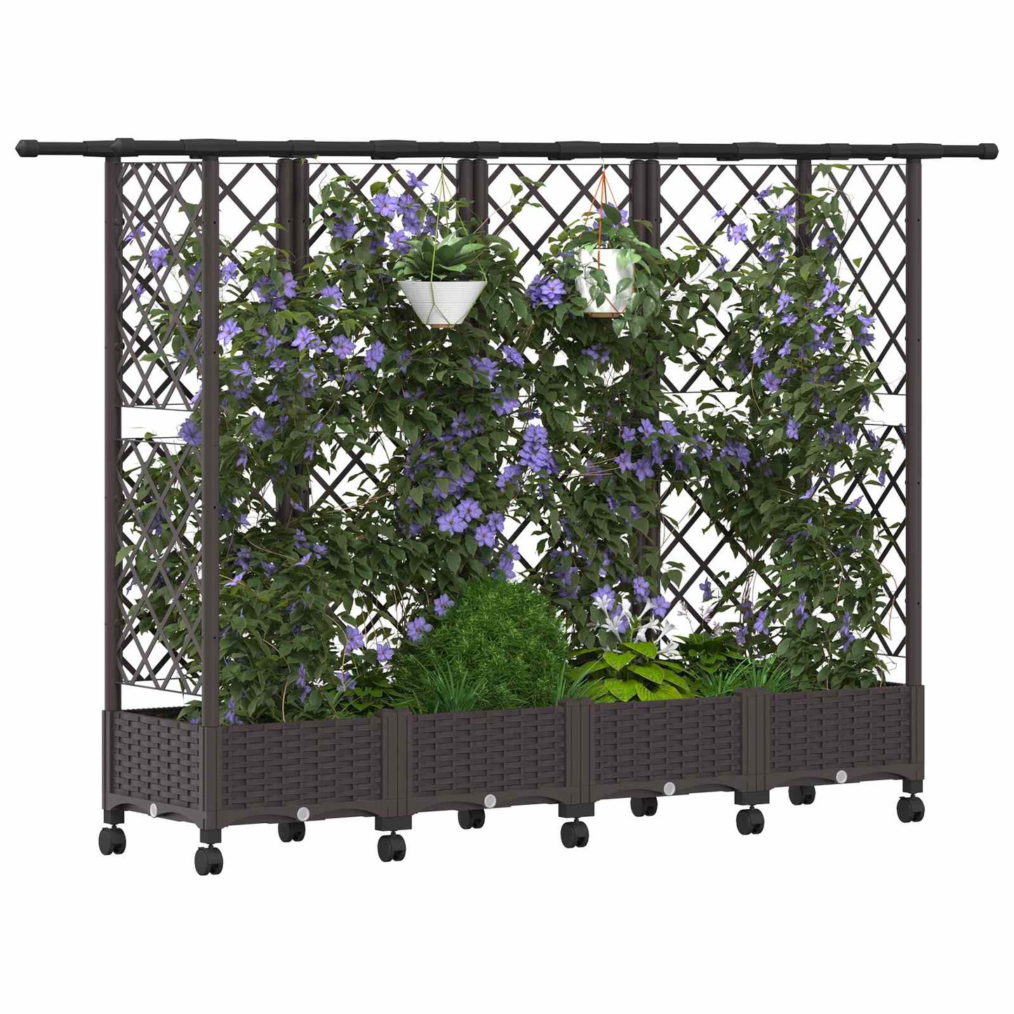 Hevet Bed med Trellis og Tak Brun 202,5 x 40 x 127 cm PP