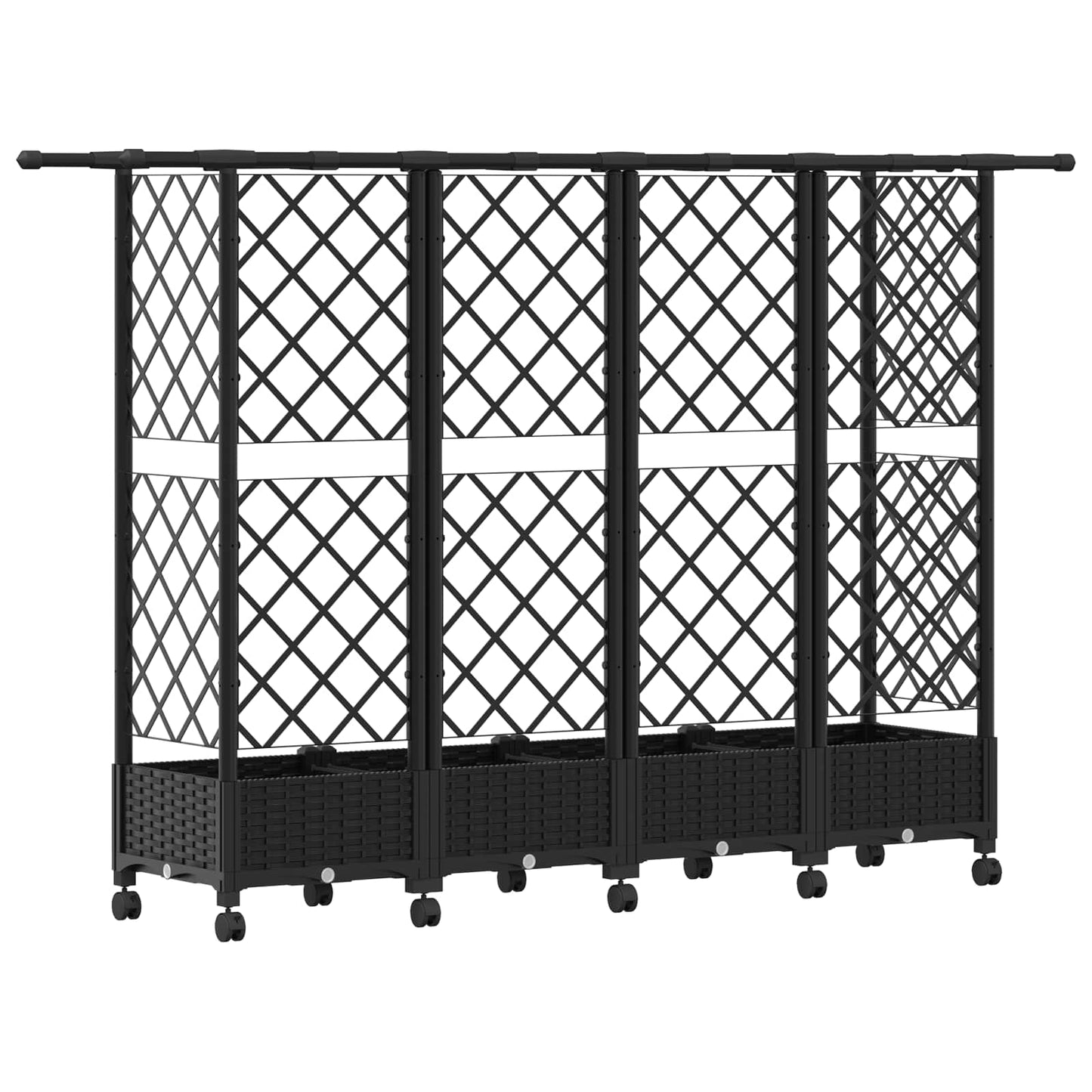 Hevet Bed med Trellis og Tak Svart 202,5 x 40 x 127 cm PP