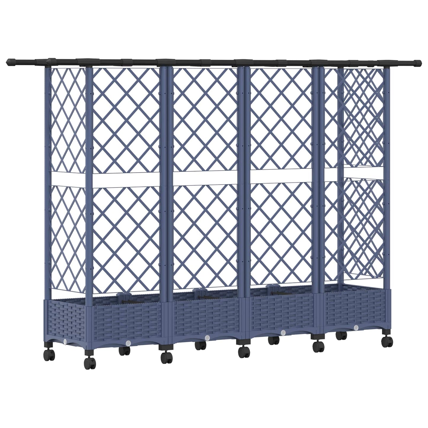 Hevet Bed med Trellis og Tak Grå 202,5 x 40 x 127 cm PP