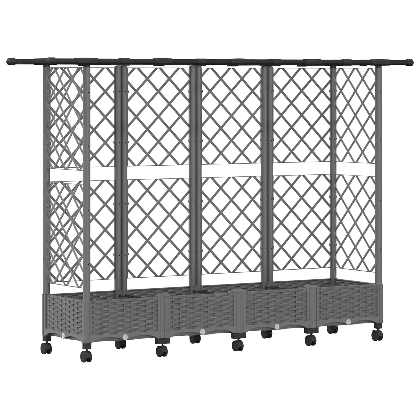 Hevet Bed med Trellis og Tak Lysegrå 202,5 x 40 x 127 cm PP