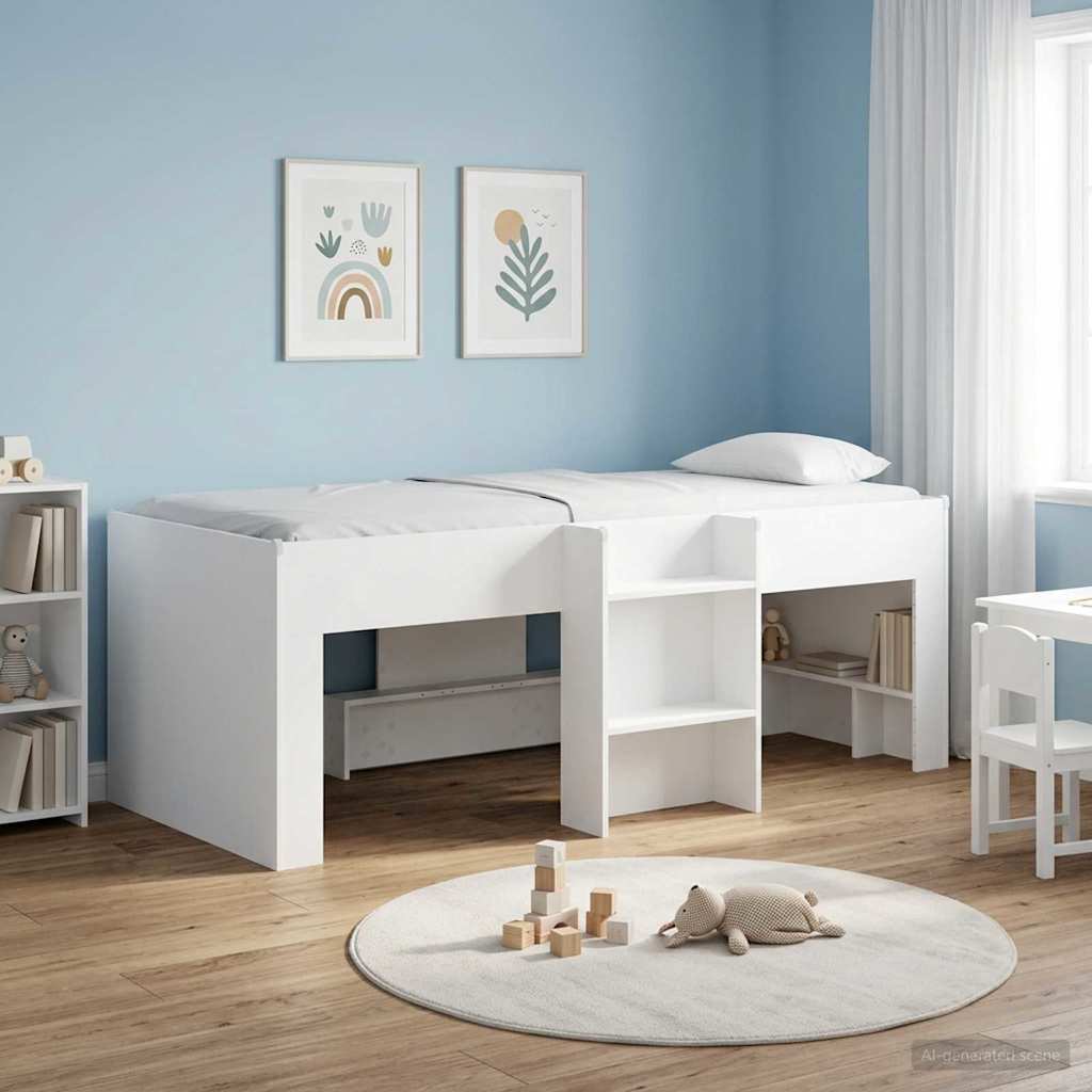 Barnas Høye Sengramme Hvit 80 x 200 cm Konstruert tre