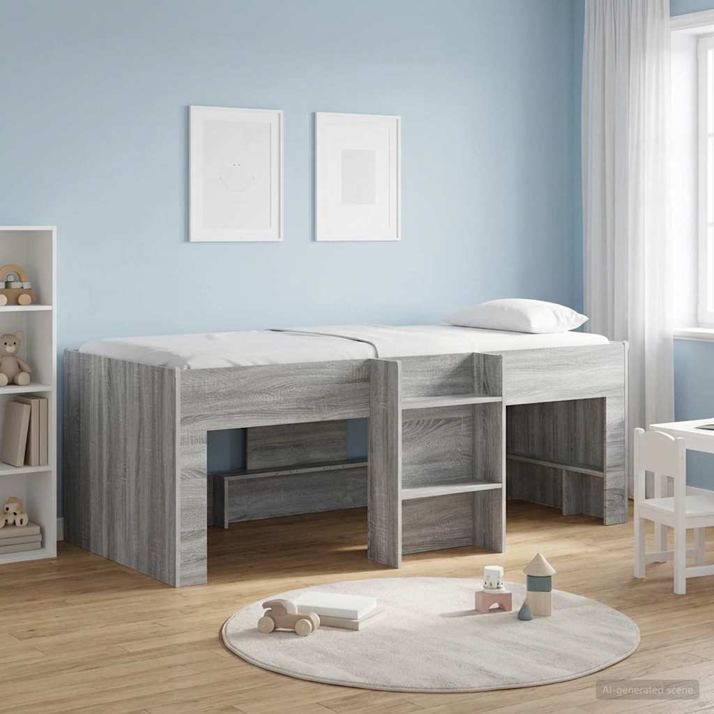 Barnas Høye Sengramme 2 pcs Grå Sonoma 203 x 101,1 x 68,5 cm
