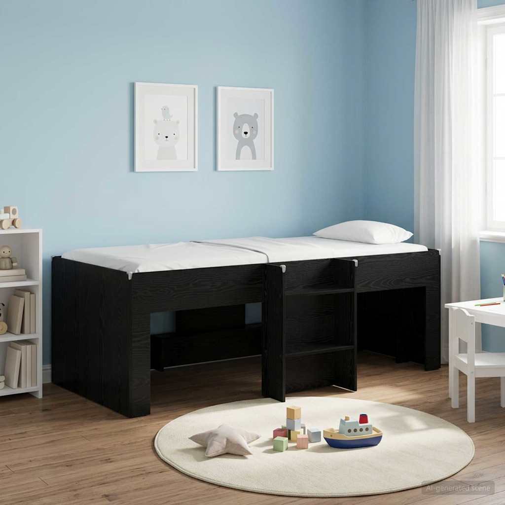 Barnas Høye Sengramme Svart eik 90 x 200 cm Konstruert tre