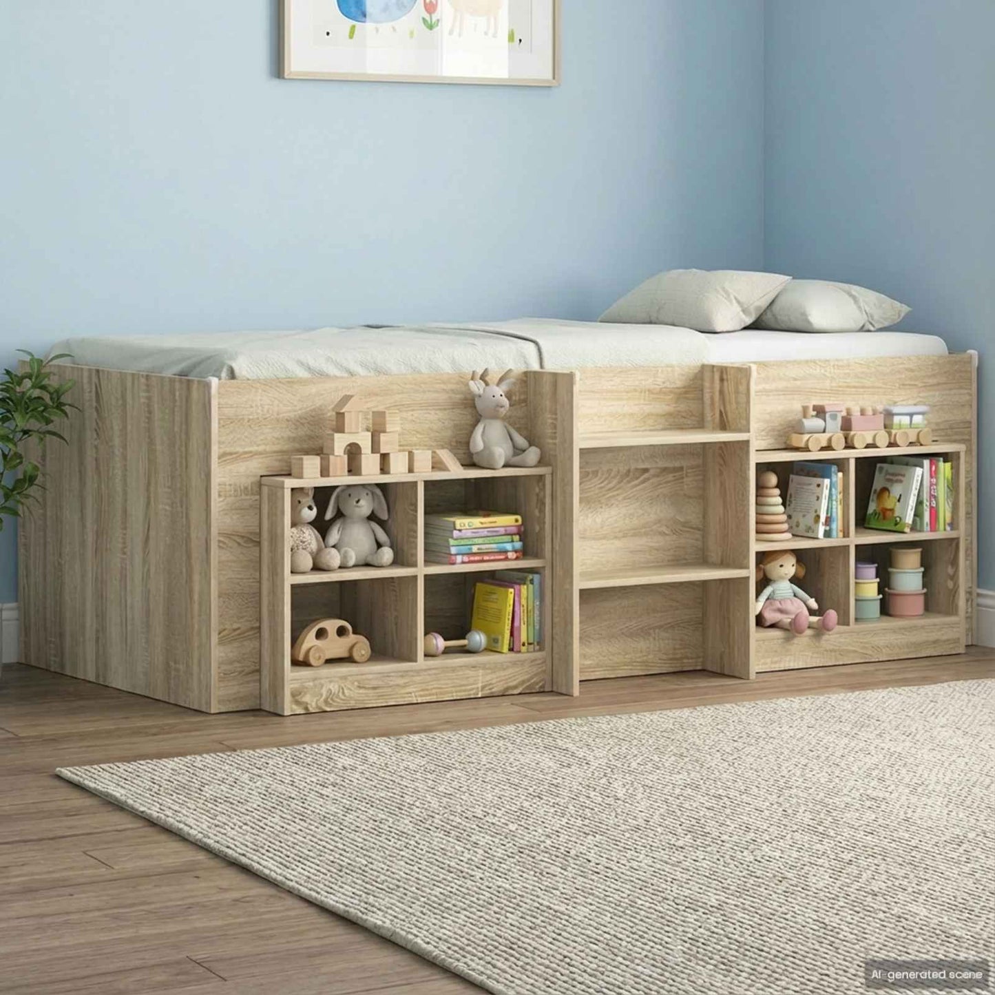Barnas Høye Sengramme Sonoma eik 90 x 200 cm Konstruert tre