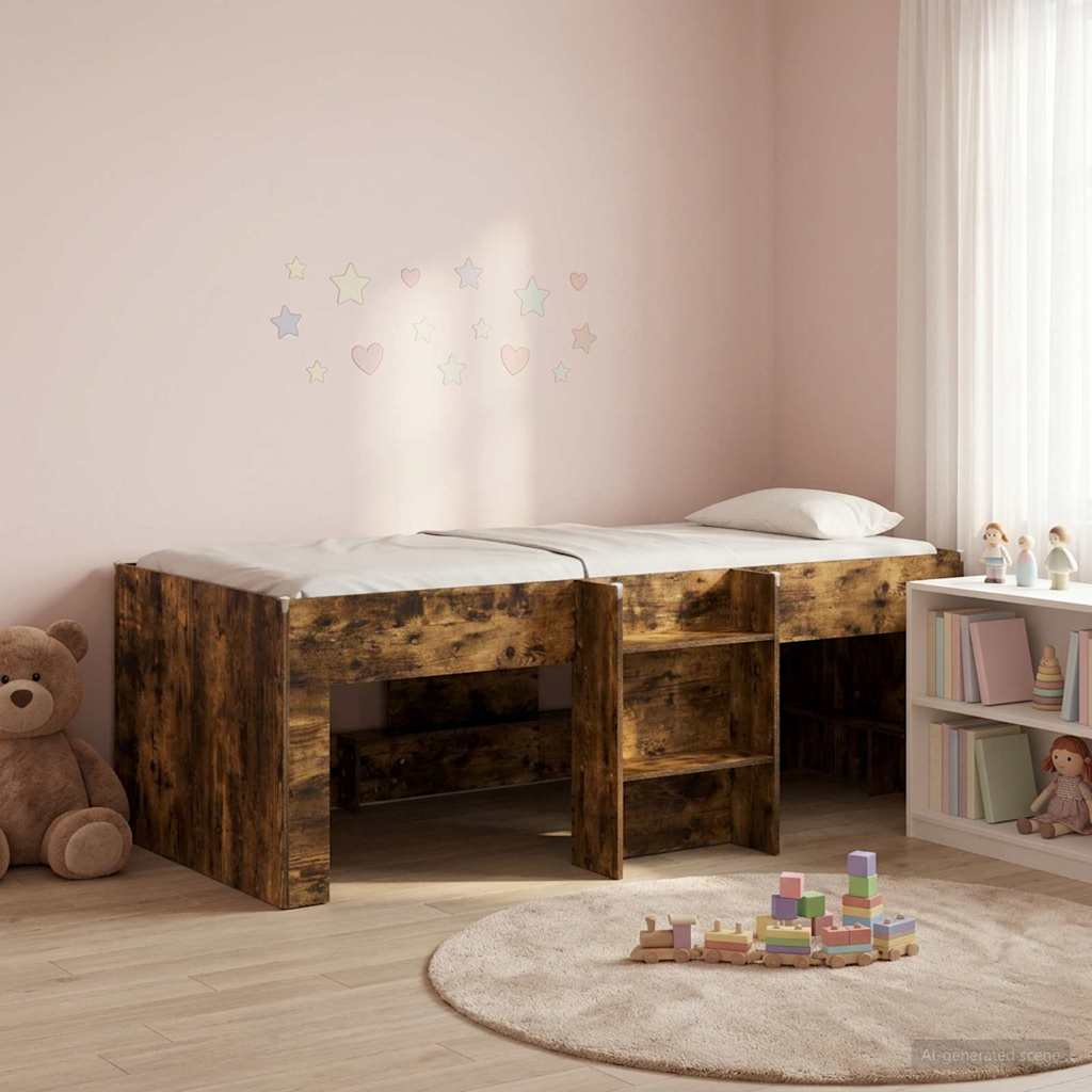 Barnas Høye Sengramme Røkt Eik 90 x 200 cm Konstruert tre