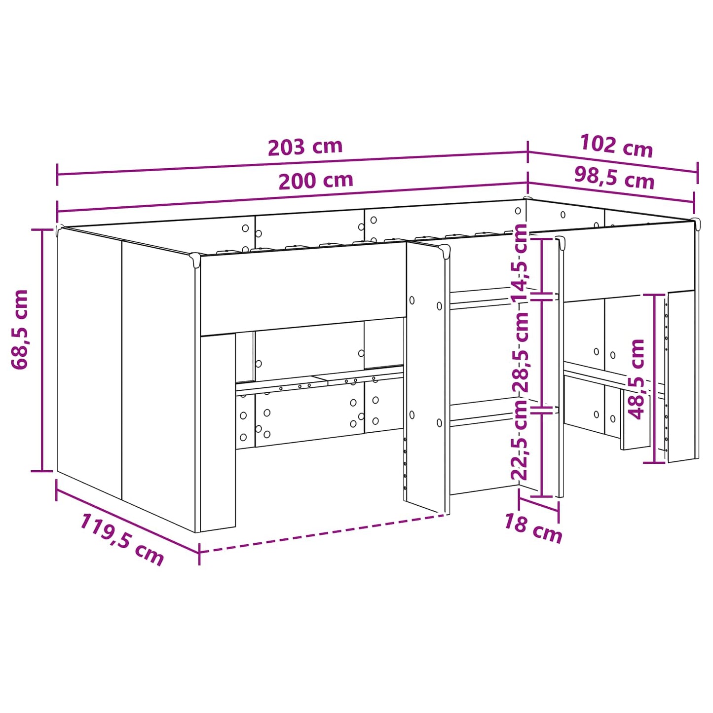 Barnas Høye Sengramme 2 pcs Artisan eik 98.5 x 200 cm