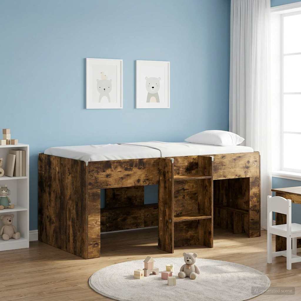 Barnas Høye Sengramme Røkt Eik 80 x 160 cm Konstruert tre