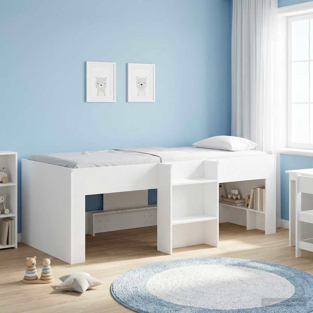 Barnas Høye Sengramme Hvit 90 x 190 cm Konstruert tre