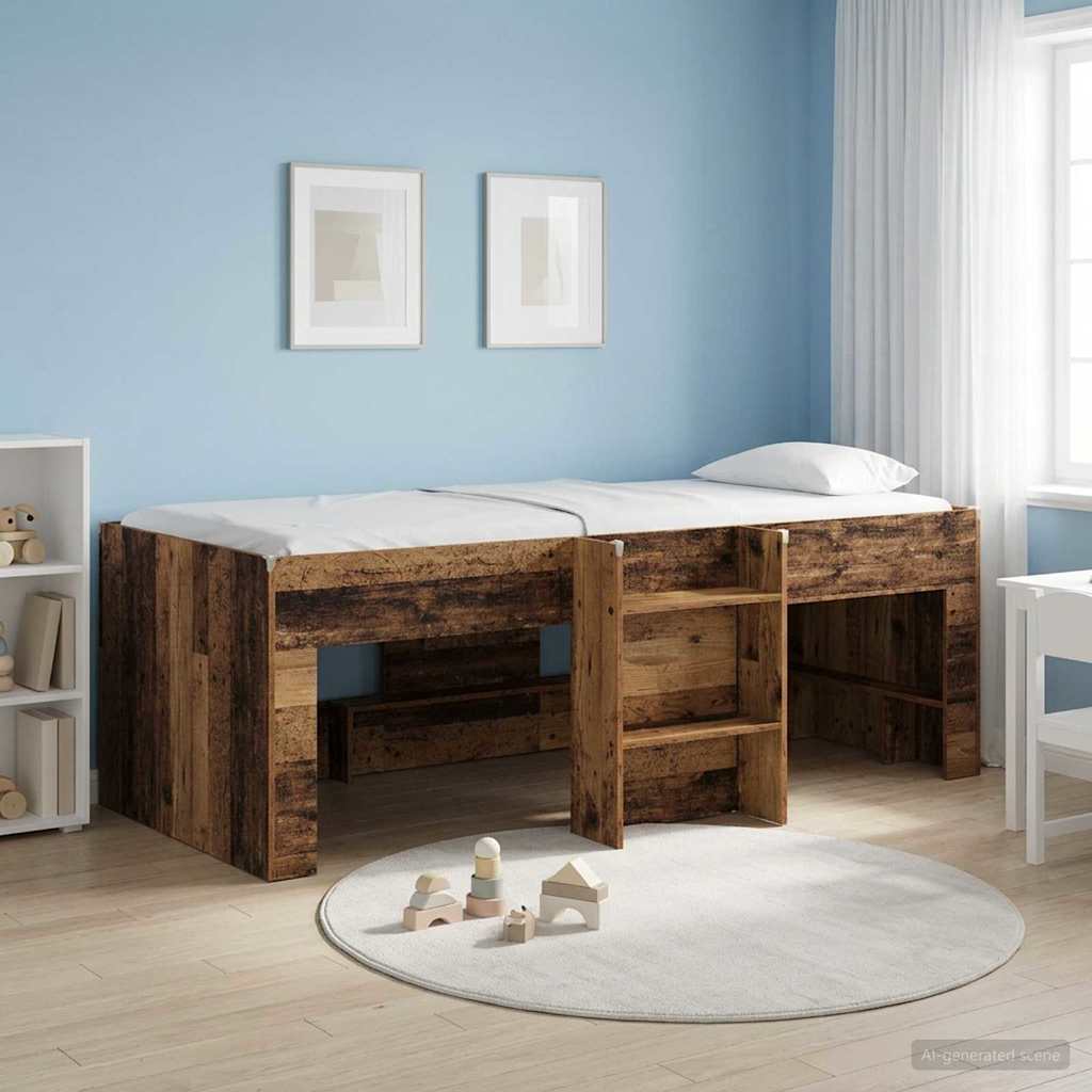Barnas Høye Sengramme 2 pcs Gammelt tre 90 x 190 cm