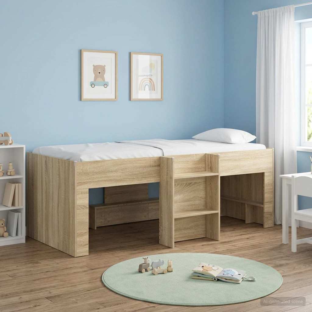 Barnas Høye Sengramme Sonoma eik 75 x 190 cm Konstruert tre
