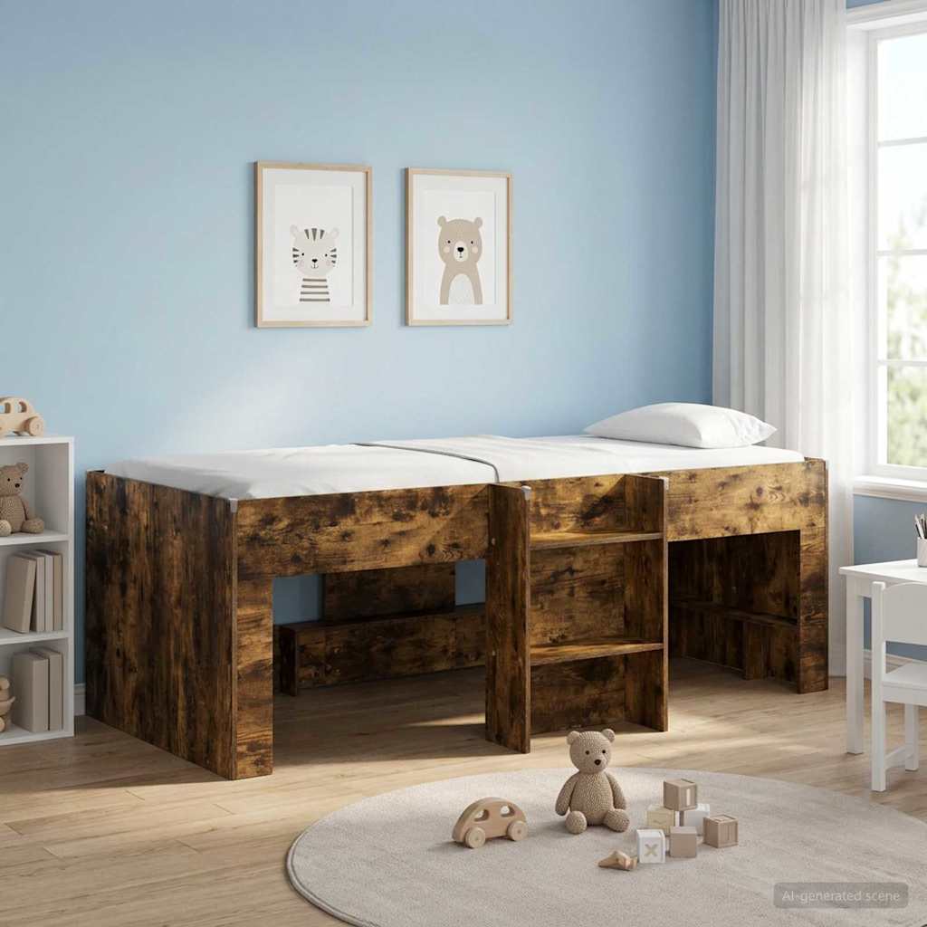 Barnas Høye Sengramme Røkt Eik 75 x 190 cm Konstruert tre