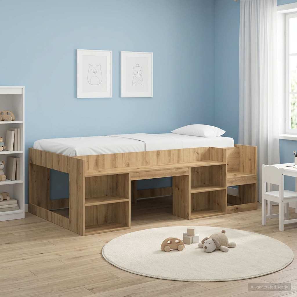 Barneseng med oppbevaring Artisan eik 80 x 200 cm