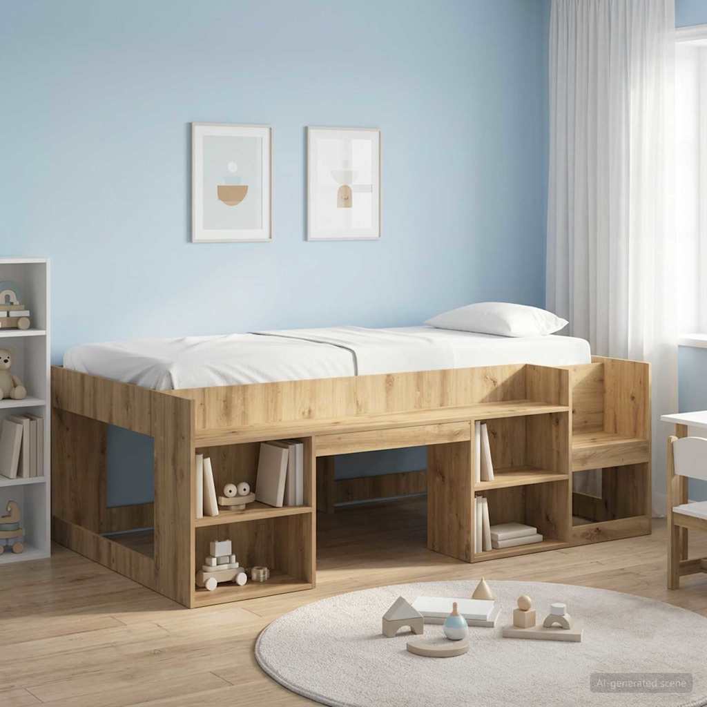 Barneseng med oppbevaring Artisan eik 90 x 200 cm