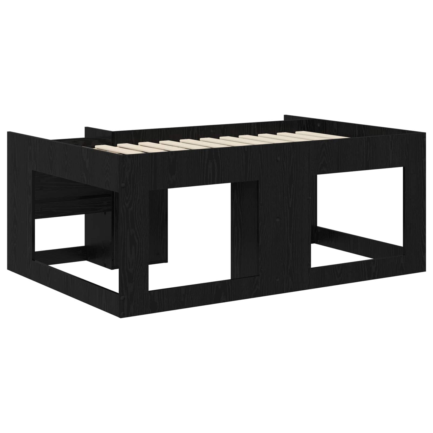 Barneseng med oppbevaring Svart eik 80 x 160 cm Konstruert tre