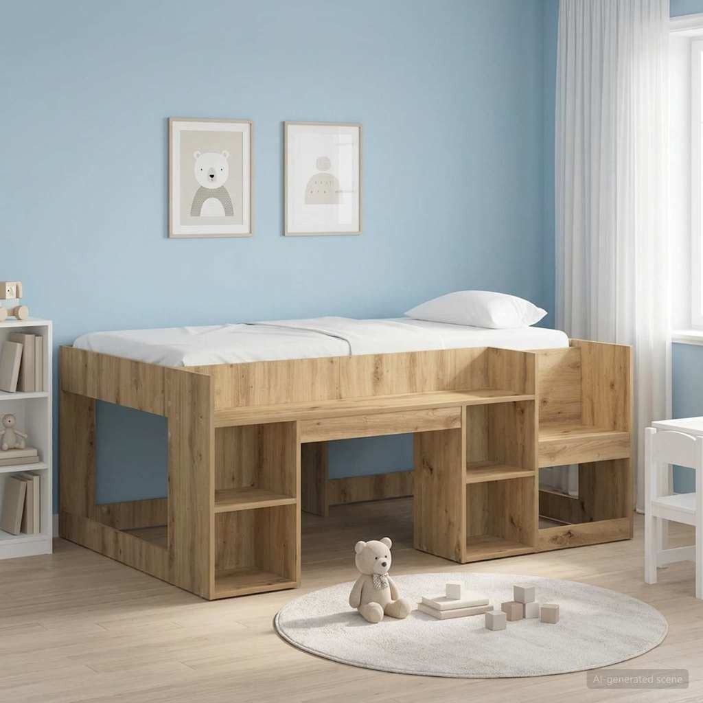 Barneseng med oppbevaring Artisan eik 80 x 160 cm