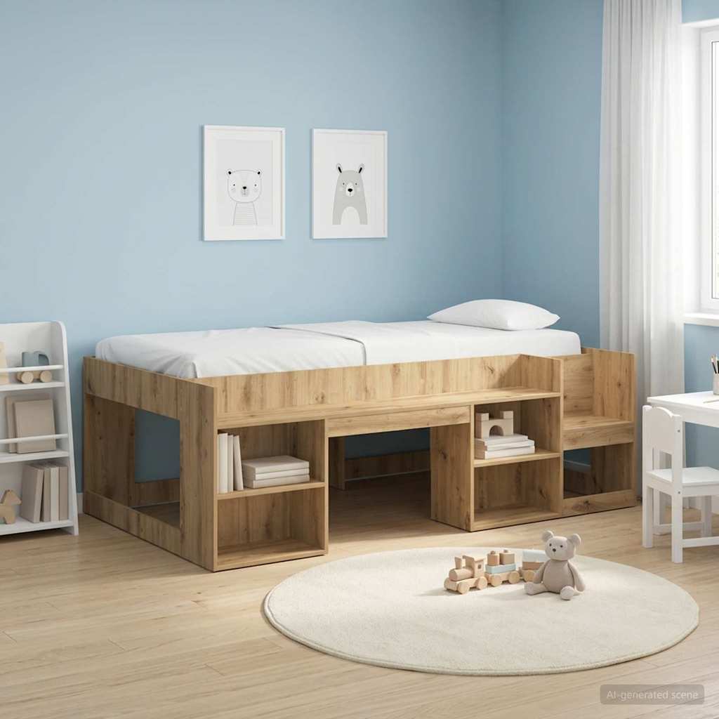 Barneseng med oppbevaring Artisan eik 75 x 190 cm