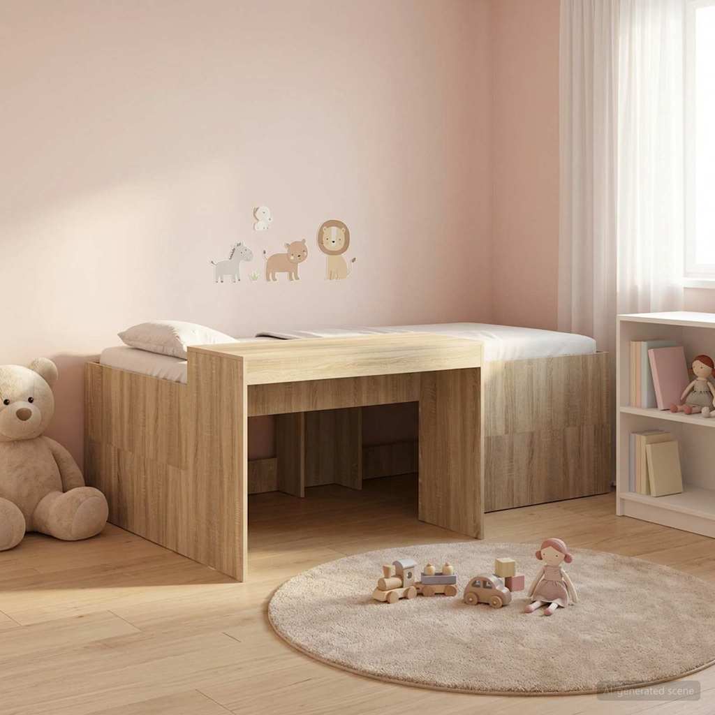 Barneseng med skrivebord Sonoma eik 90 x 200 cm Konstruert tre