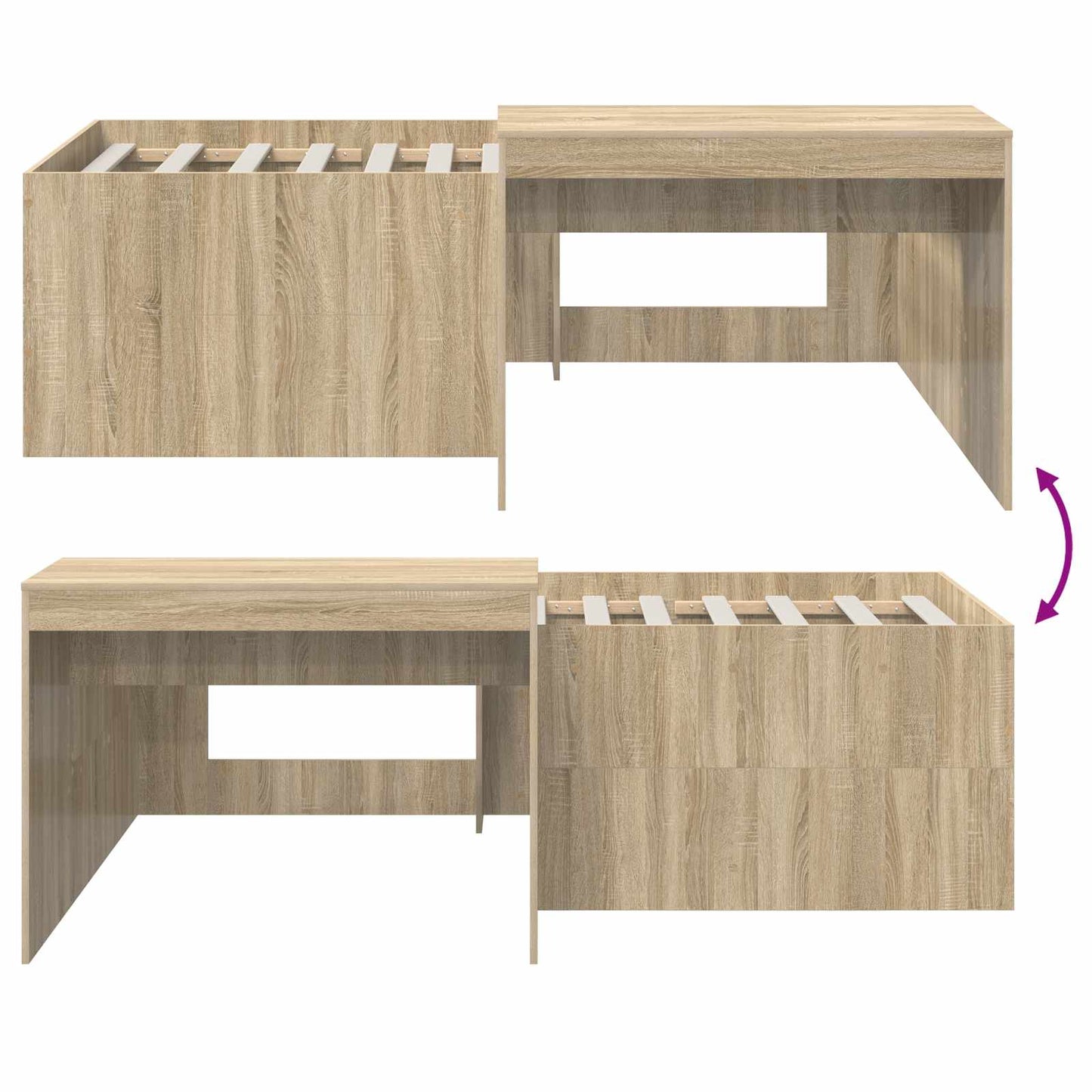Barneseng med skrivebord Sonoma eik 90 x 200 cm Konstruert tre