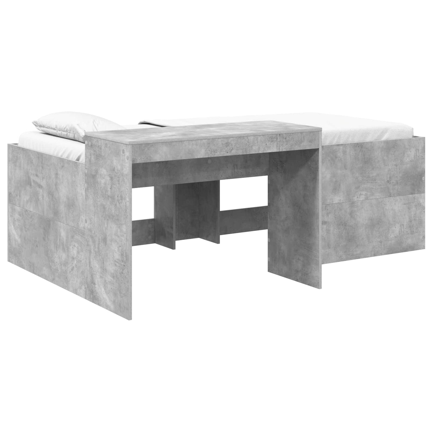 Barneseng med skrivebord Betonggrå 90 x 200 cm Konstruert tre