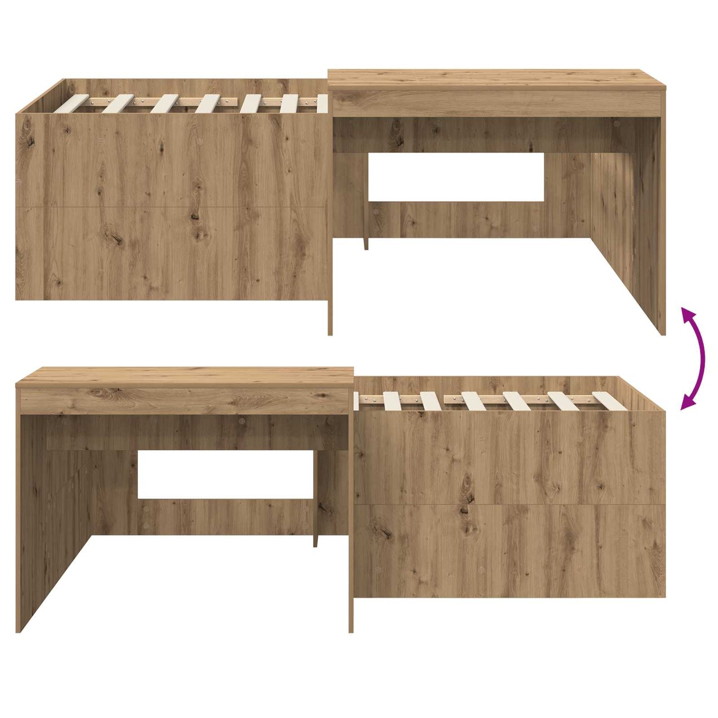Barneseng med skrivebord Artisan eik 90 x 200 cm Konstruert tre