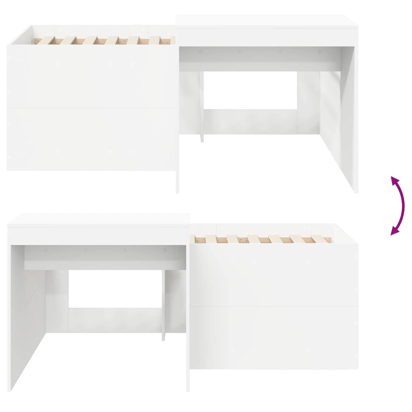 Barneseng med skrivebord Hvit Konstruert tre