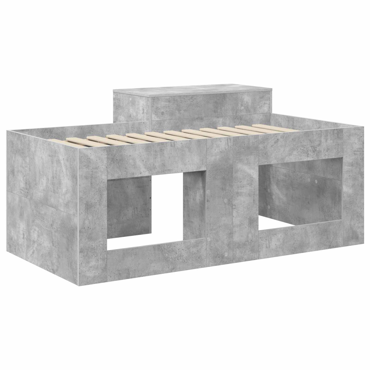 Barneseng med skrivebord Betonggrå Konstruert tre