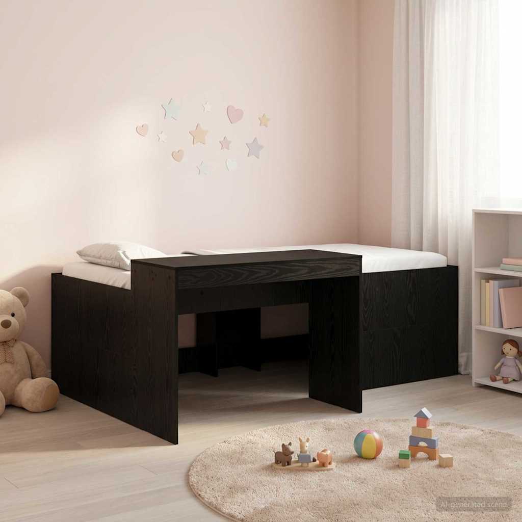Barneseng med skrivebord Svart 75 x 190 cm Konstruert tre