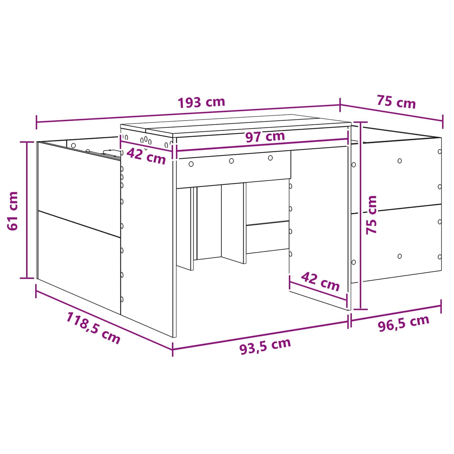 Barneseng med skrivebord Grå Sonoma 75 x 190 cm Konstruert tre
