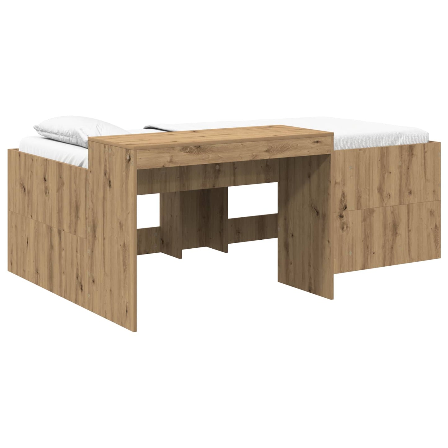 Barneseng med skrivebord Artisan eik 75 x 190 cm Konstruert tre