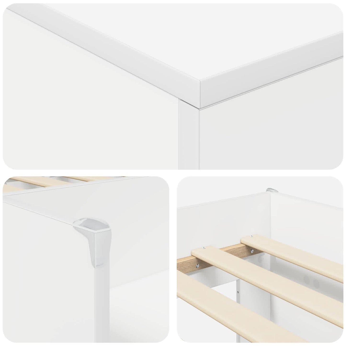 Loft Seng Ramme med Skap med lagring 3 stk. Hvit Konstruert tre