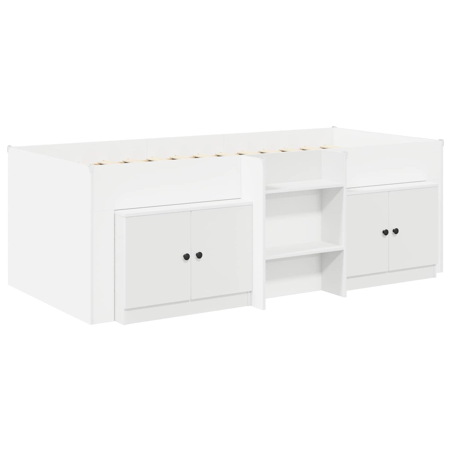Loft Seng Ramme med Skap med lagring 3 stk. Hvit Konstruert tre