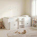 Loft Seng Ramme med Skap med lagring 3 stk. Hvit Konstruert tre