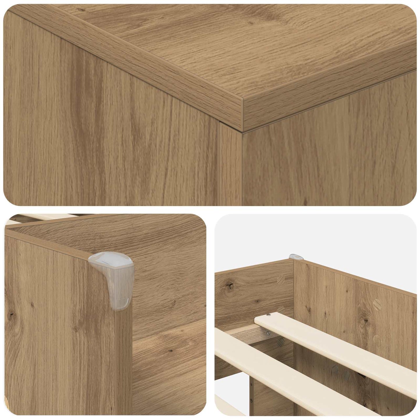 Loft Seng Ramme med Skap 3 stk. Artisan eik Konstruert tre