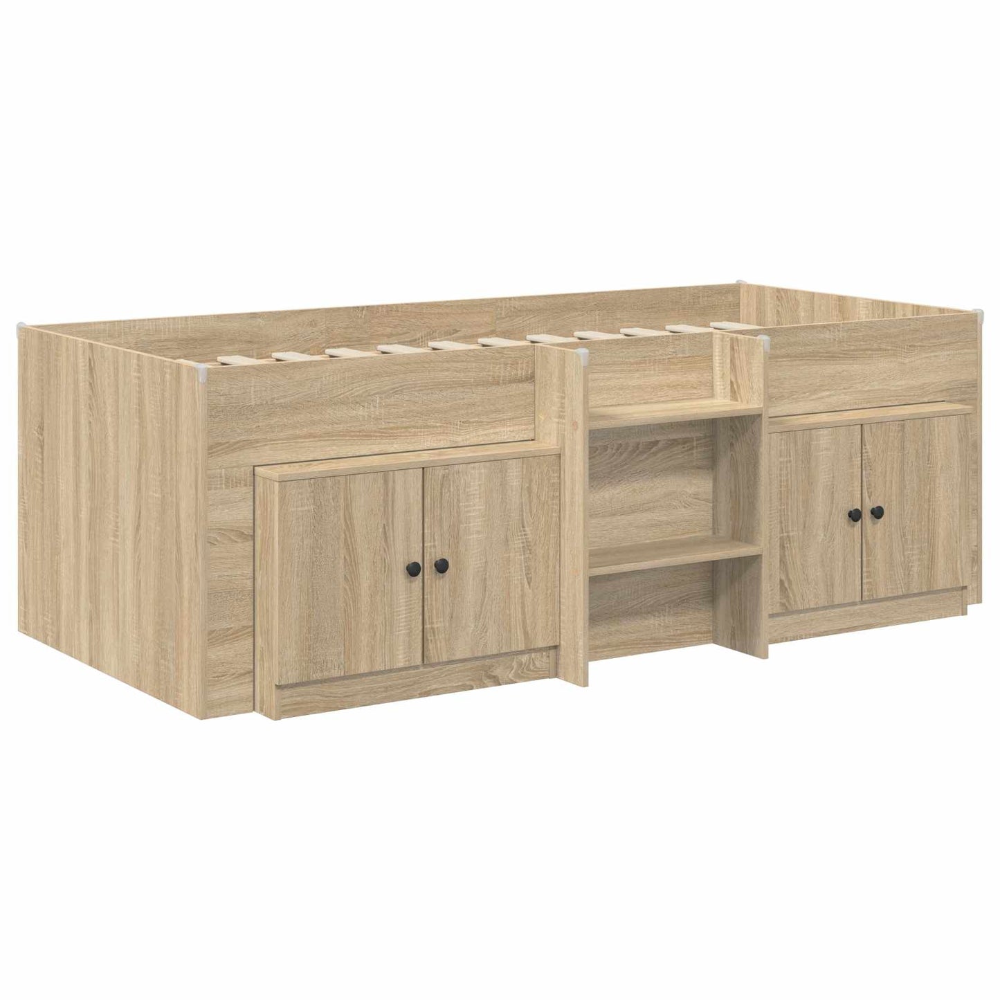 Loft Seng Ramme med Skap 3 stk. Sonoma eik Konstruert tre