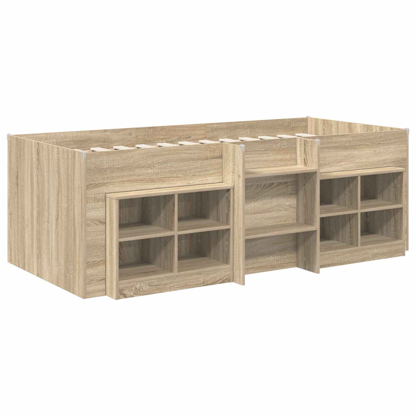 Loft Seng Ramme med Skap 3 stk. Sonoma eik Konstruert tre