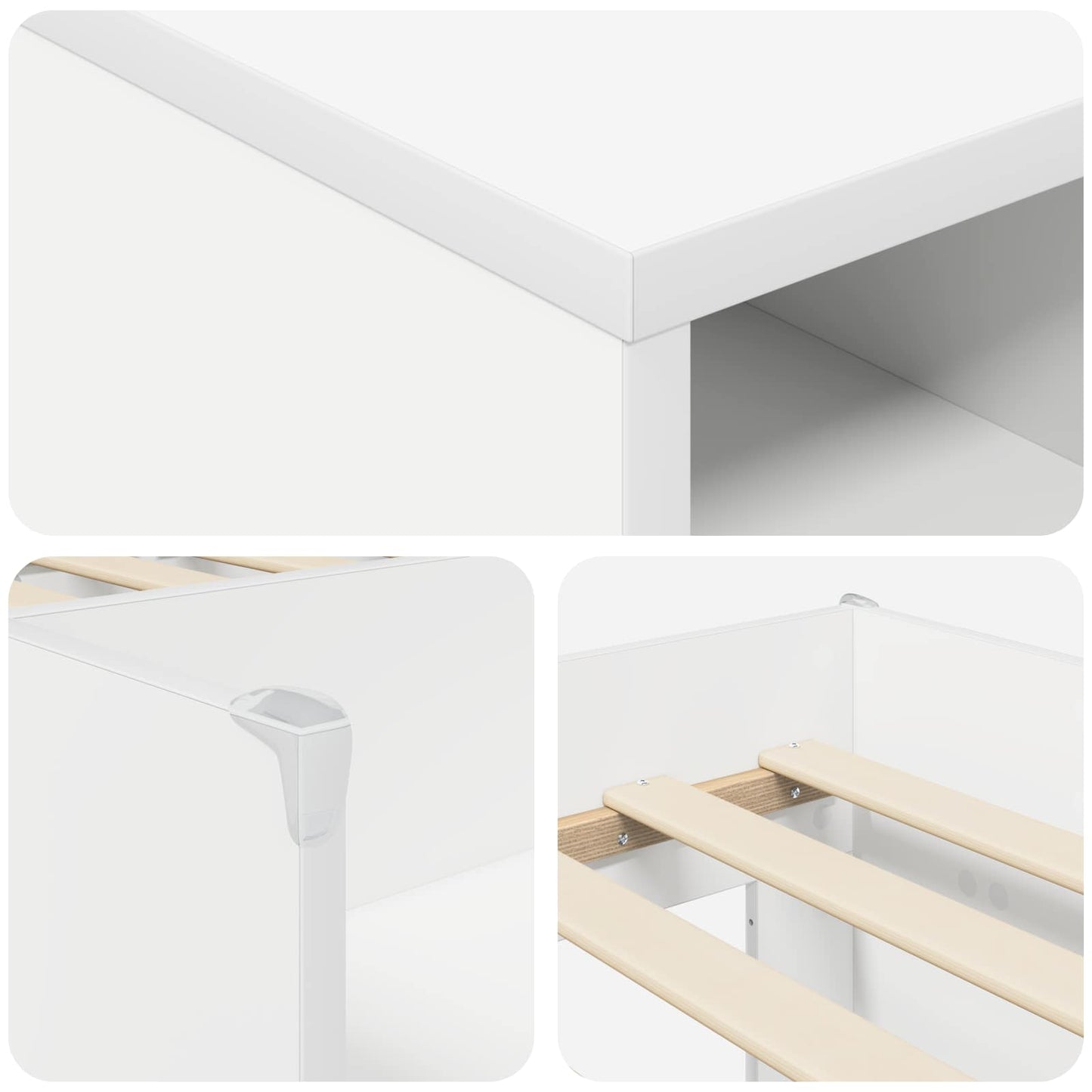 Loft Seng Ramme med Skap med hylle 3 stk. Hvit Konstruert tre