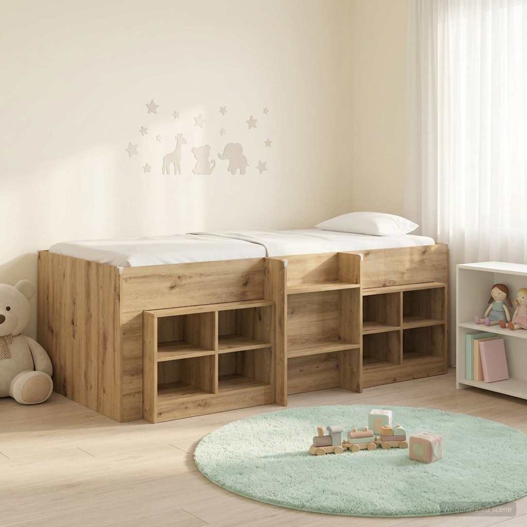 Loft Seng Ramme med Skap 3 stk. Artisan eik Konstruert tre