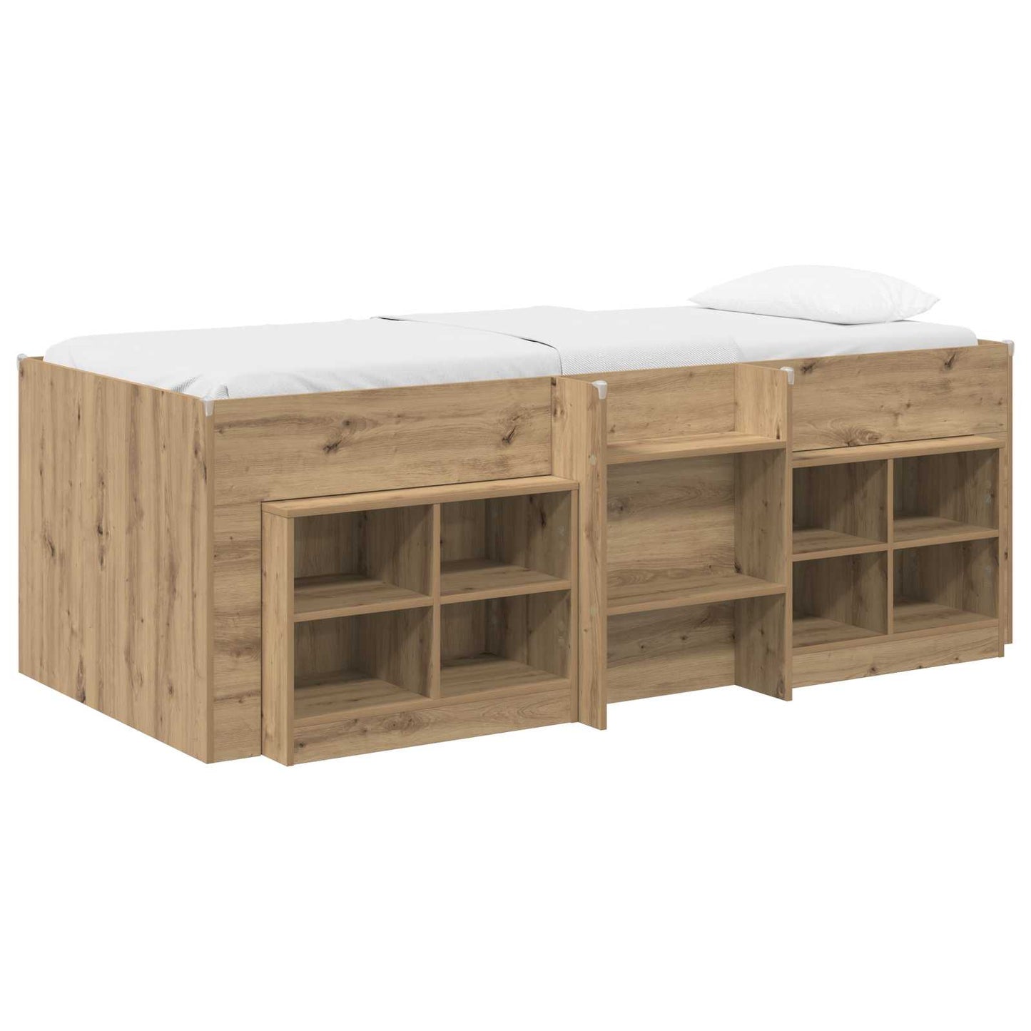 Loft Seng Ramme med Skap 3 stk. Artisan eik Konstruert tre