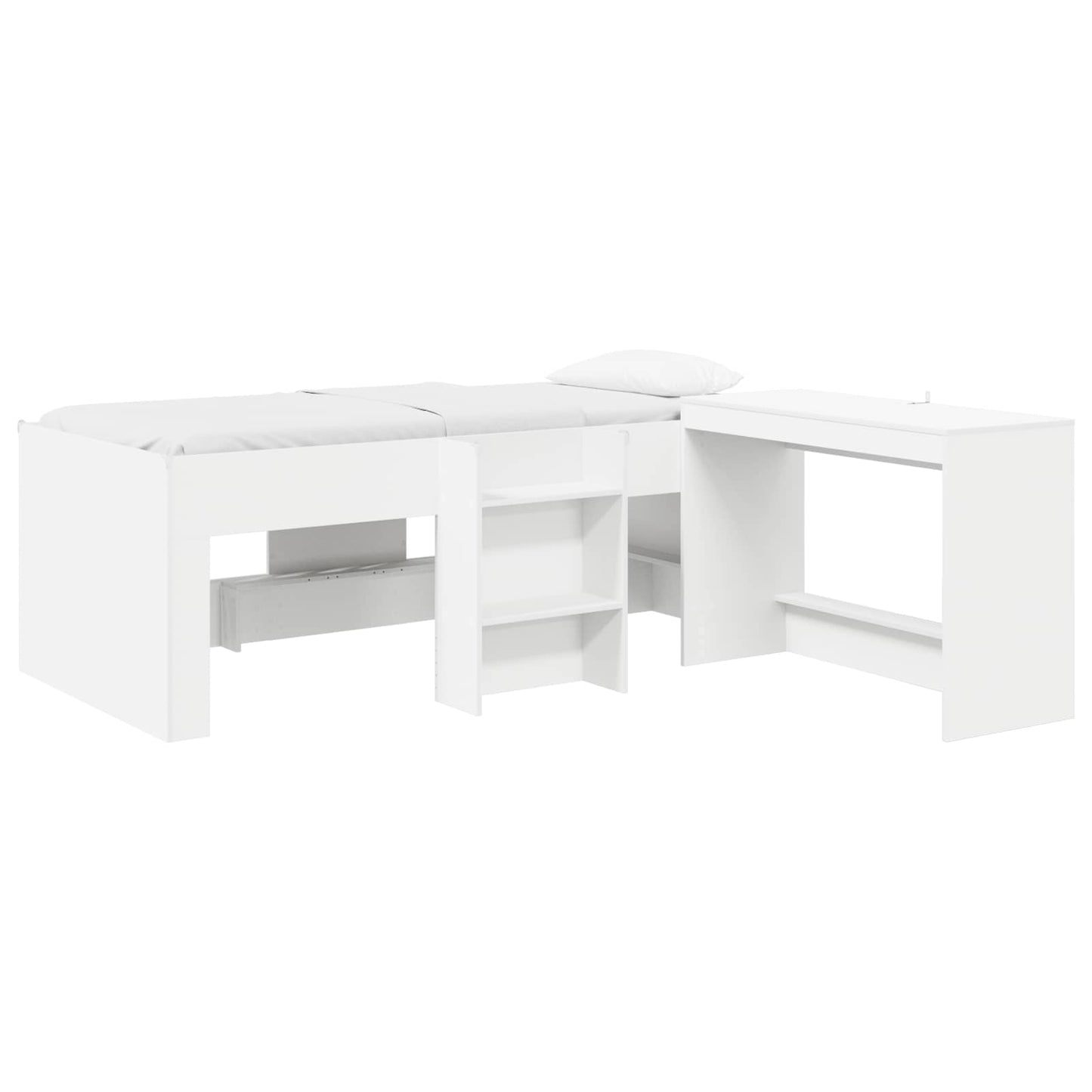 Barneseng med skrivebord 2 stk. Hvit Konstruert tre