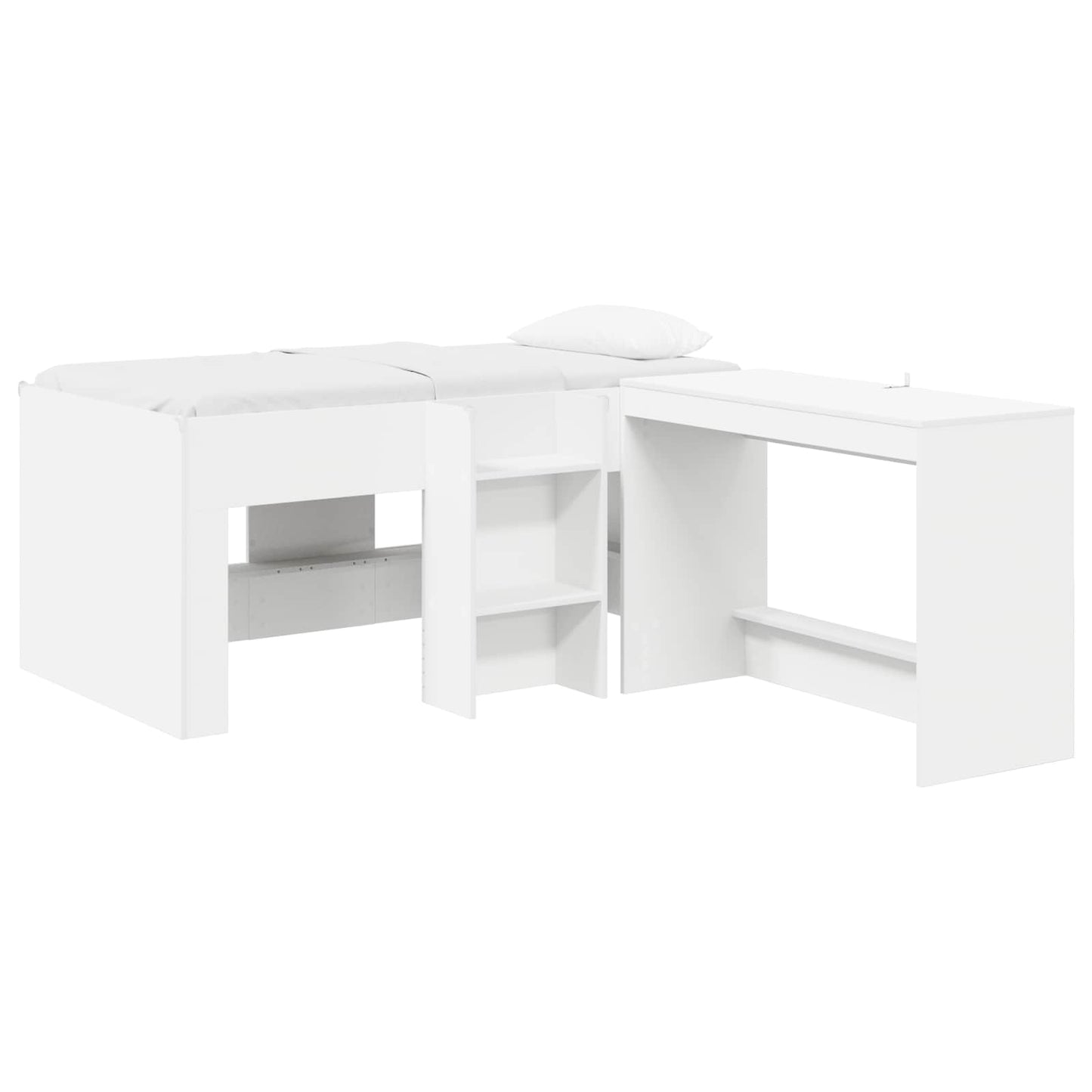 Barneseng med skrivebord 2 stk. Hvit Konstruert tre