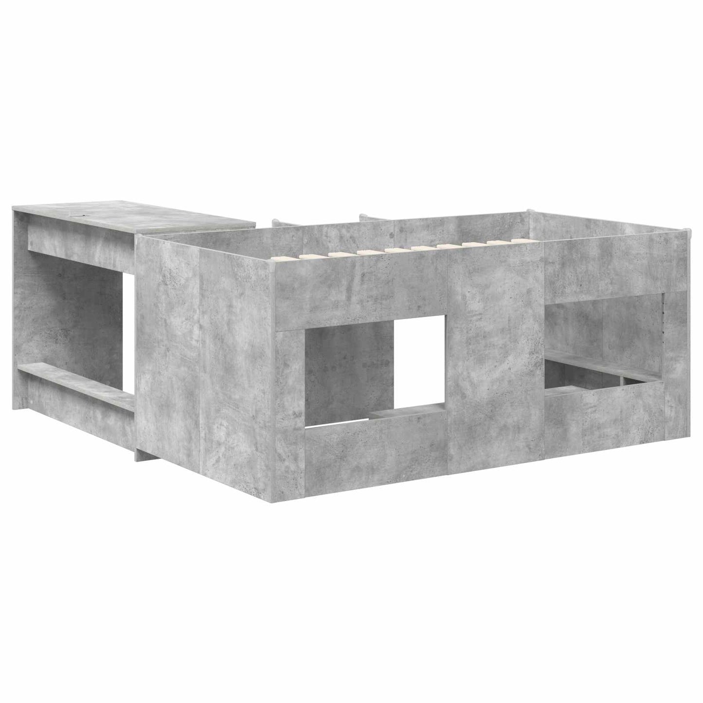 Barneseng med skrivebord 2 stk. Betonggrå Konstruert tre